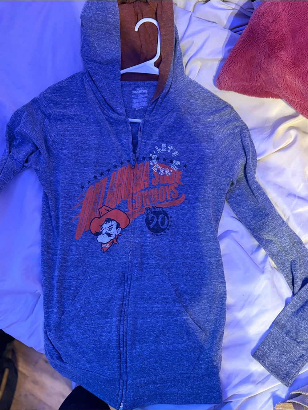 Pro Edge Oklahoma State Cowboys Gray and Orange Zip Hoodie